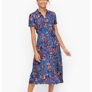 Talbots Button Front Tie Waist Shirt Dress
